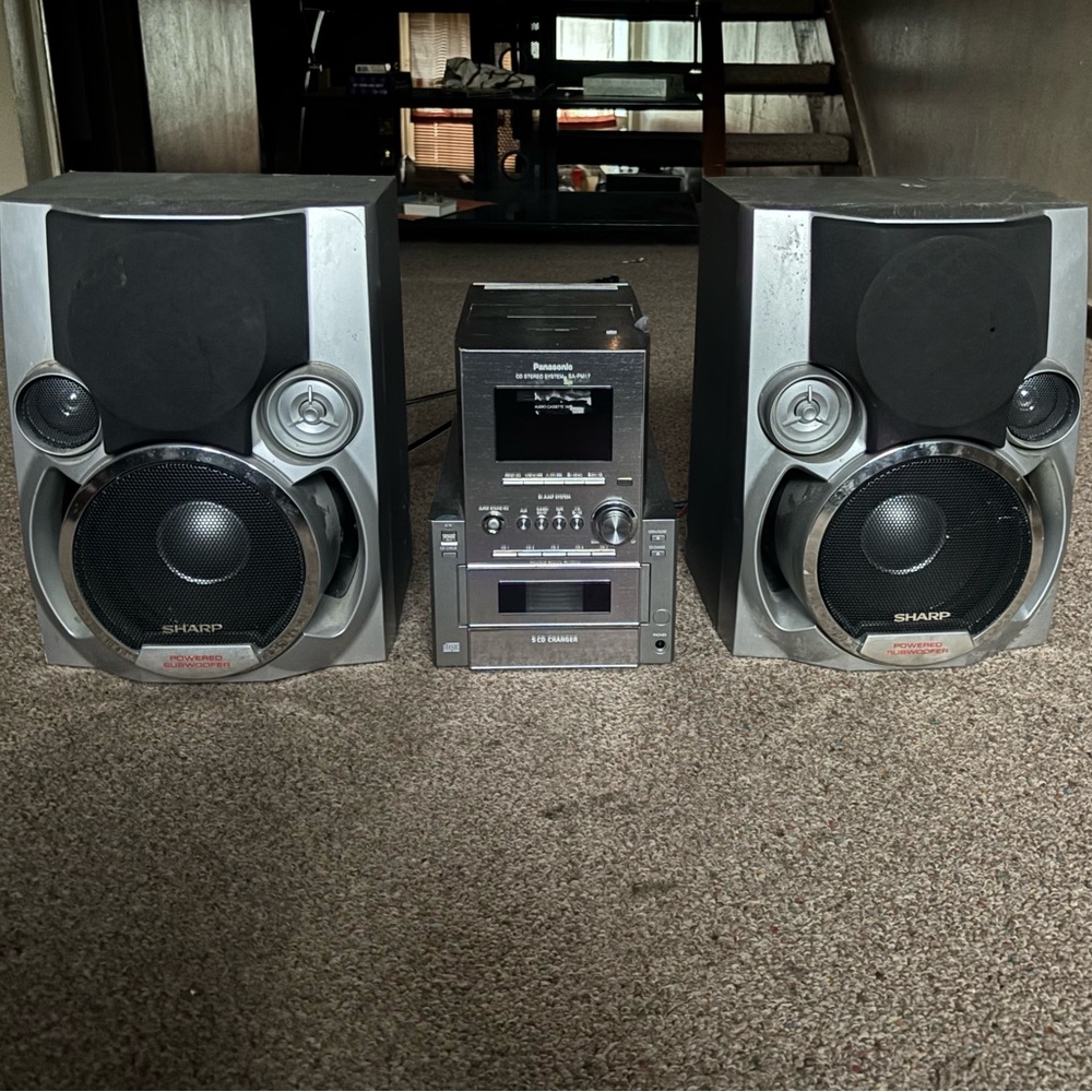 Panasonic Silver and Black Boombox System
